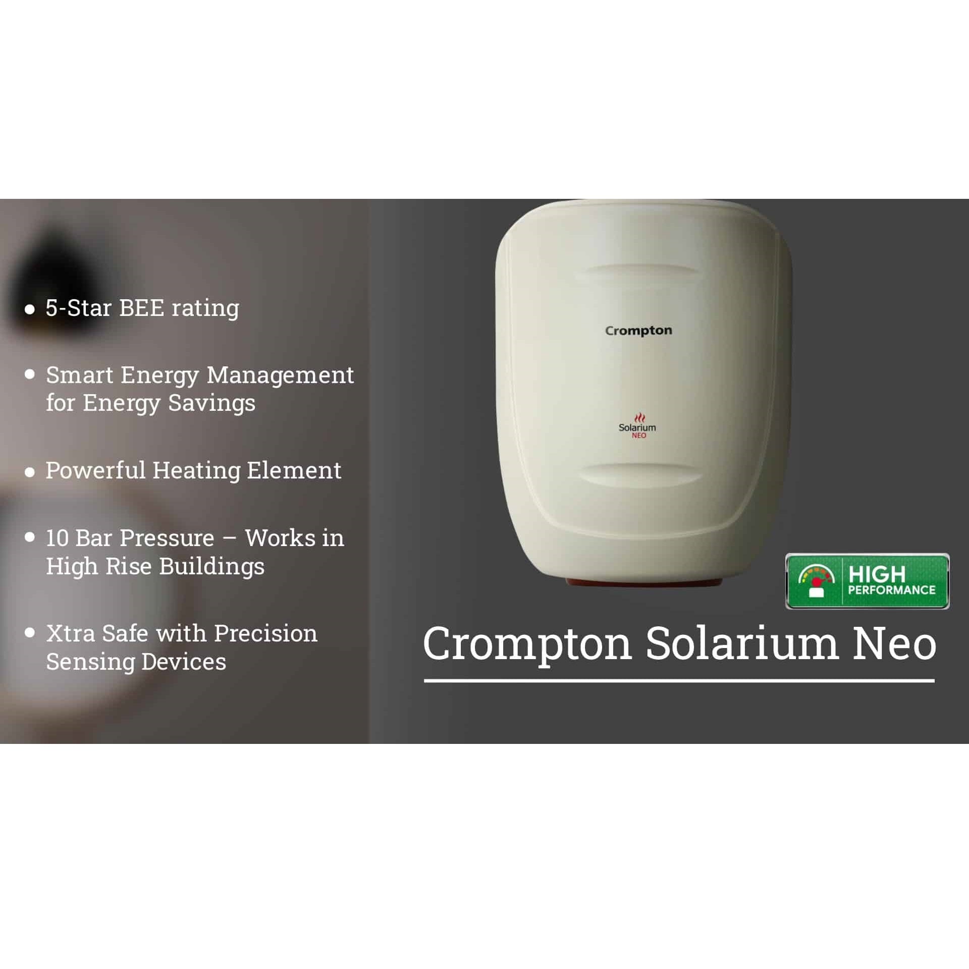Crompton Storage Water Heater 25L Capacity with Triple Shield Protection for Hard Water Solarium Neo