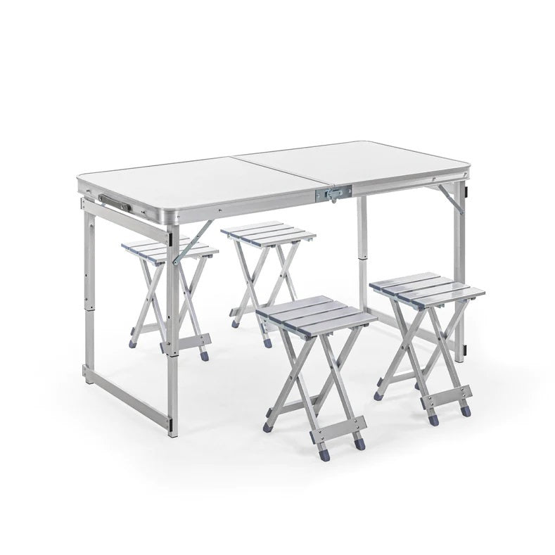 Multipurpose Aluminium Folding Table Feet with Aluminium Chairs White