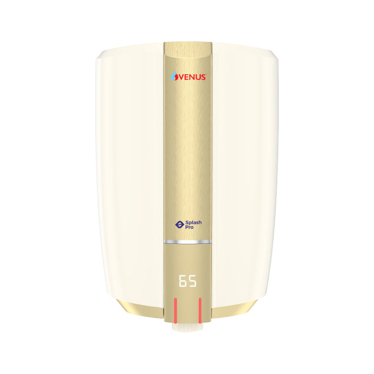 Venus Vertical Water Heater 25L Capacity with Flexible Hose Pipe Splash Pro Smart Ivory