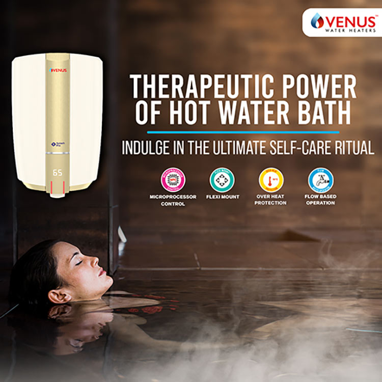 Venus Vertical Water Heater 25L Capacity with Flexible Hose Pipe Splash Pro Smart Ivory