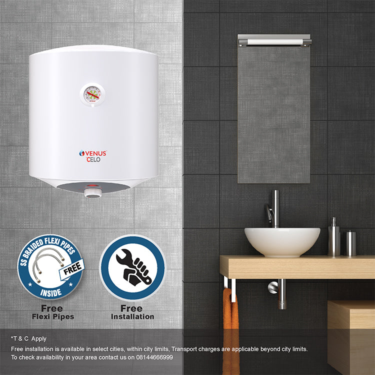 Venus Vertical Water Heater 10L Capacity with Flexible Hose Pipe Celo
