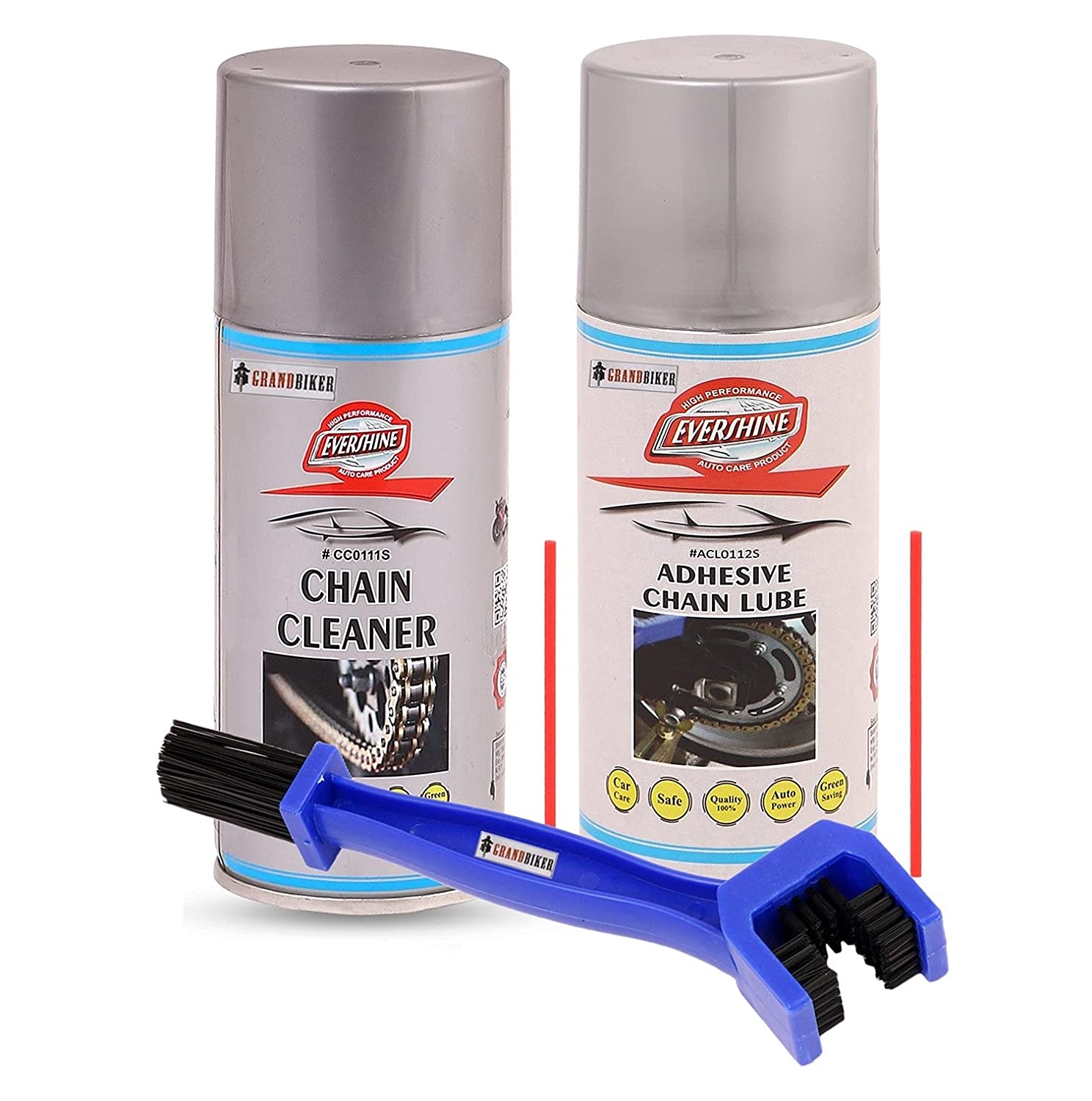 Grand Biker Evershine Chain Lube and Cleaner (150ml Each) & Cleaning Brush Combo Grand Biker Evershine Chain Lube and Cleaner (150ml Each) & Cleaning Brush Combo