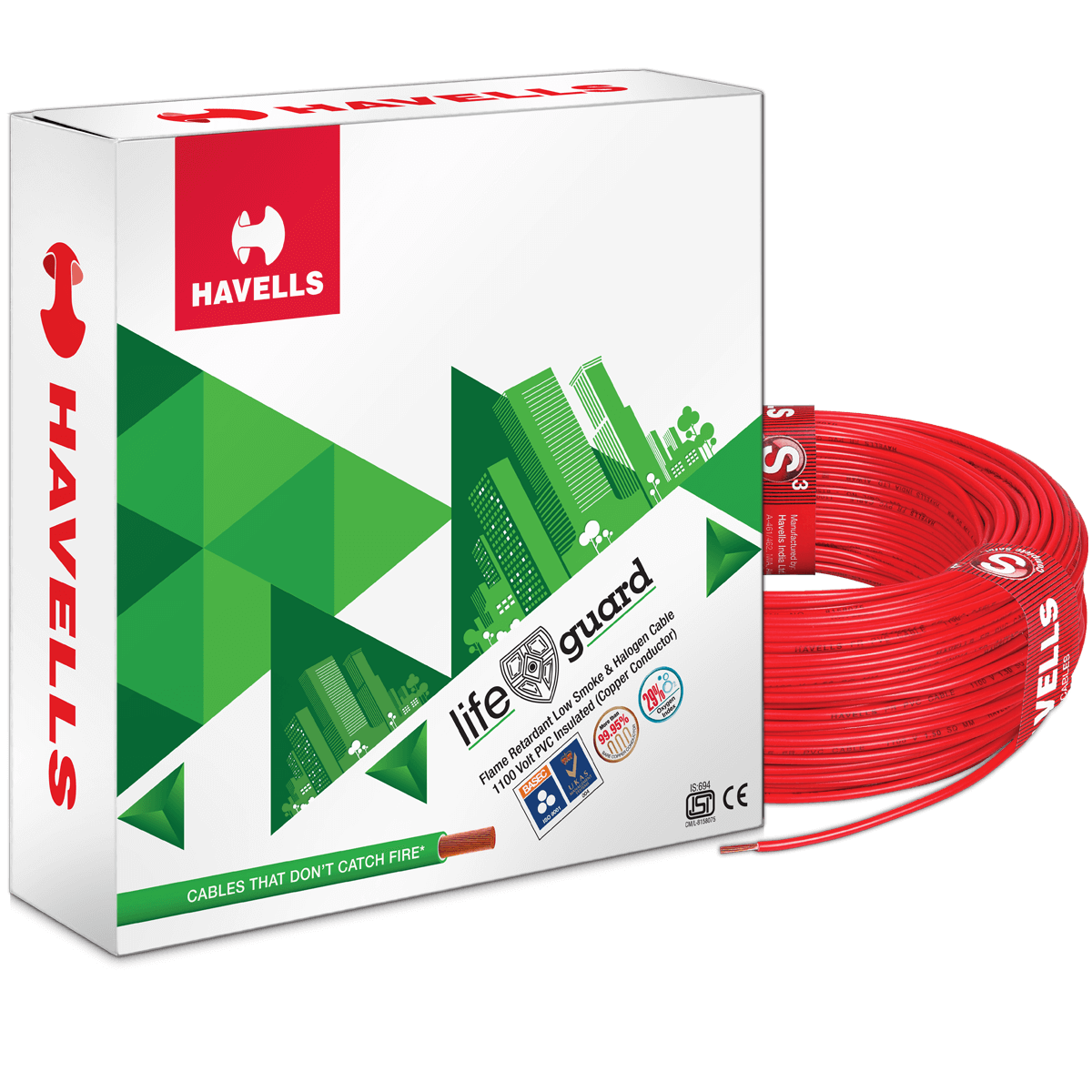 Havells Single Core FR-LSH PVC Insulated Industrial Grade Copper Conductor Unsheathed Flexible Cables
