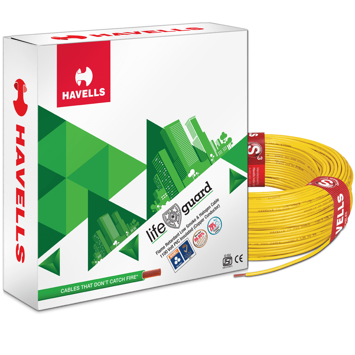 Havells Single Core FR-LSH PVC Insulated Industrial Grade Copper Conductor Unsheathed Flexible Cables