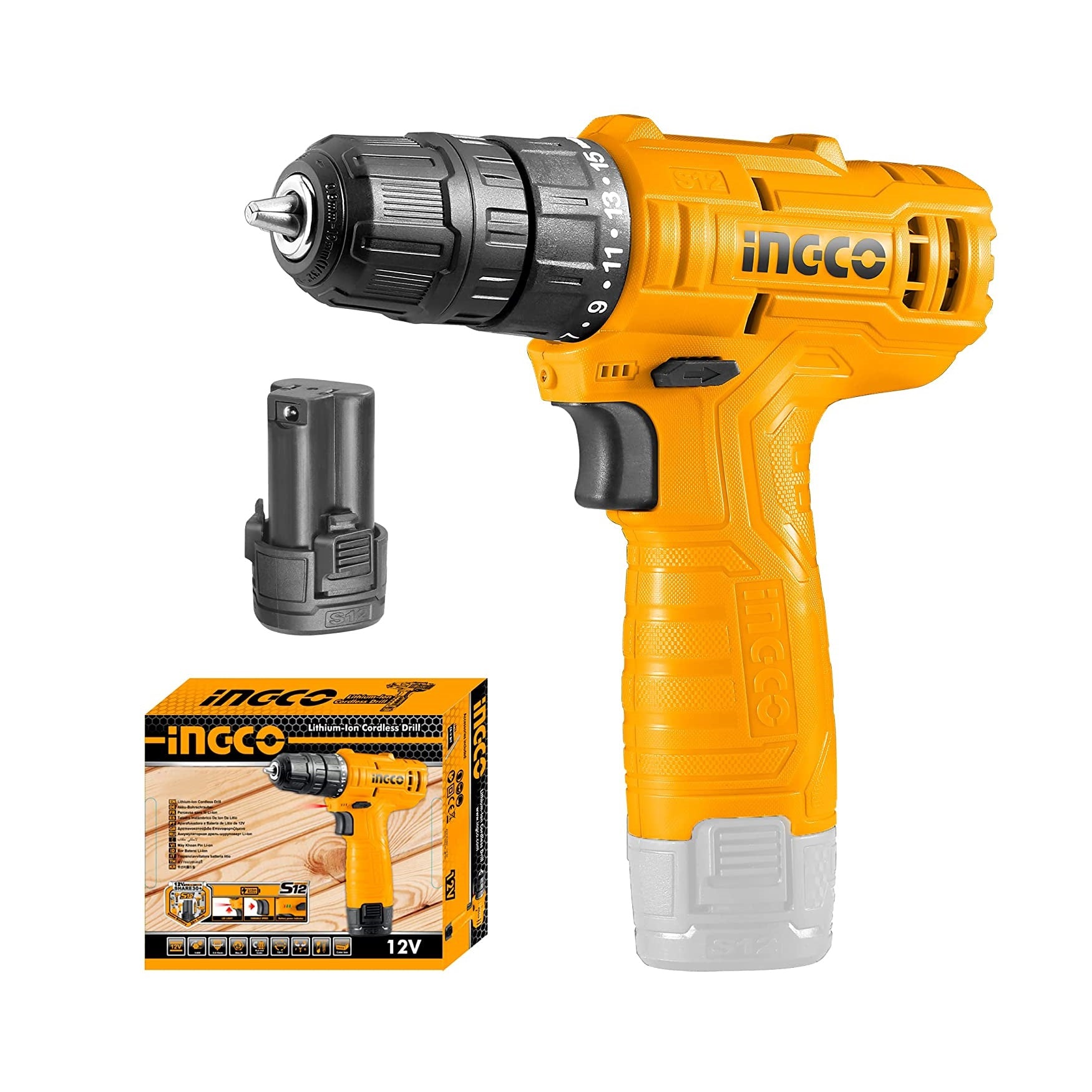 Ingco Cordless Drill 12V Lithium-ion 20Nm CDLI12415 Ingco Cordless Drill 12V Lithium-ion 20Nm CDLI12415