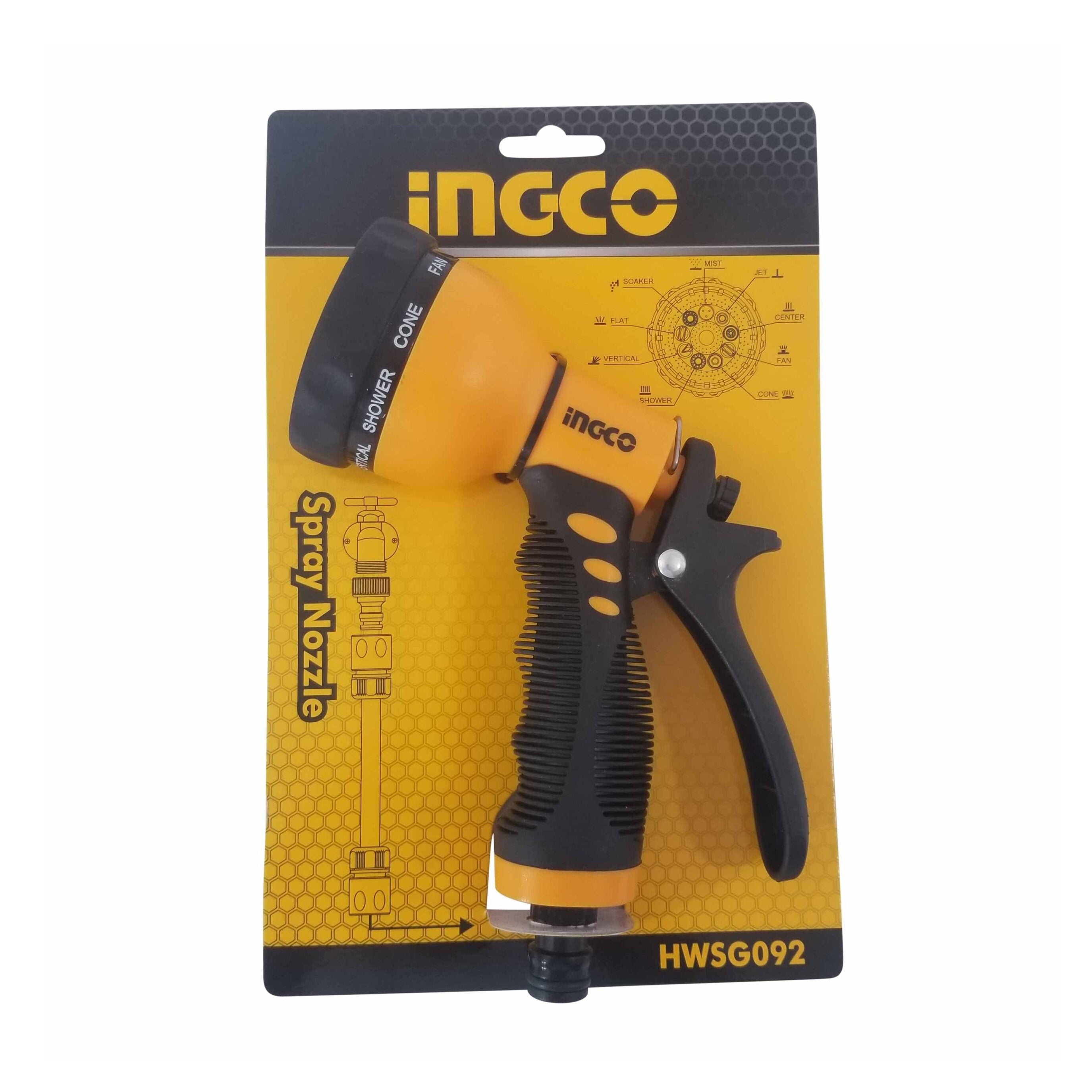 Ingco Plastic Trigger Nozzle 9 Level Adjustable HWSG092 (Pack of 2)