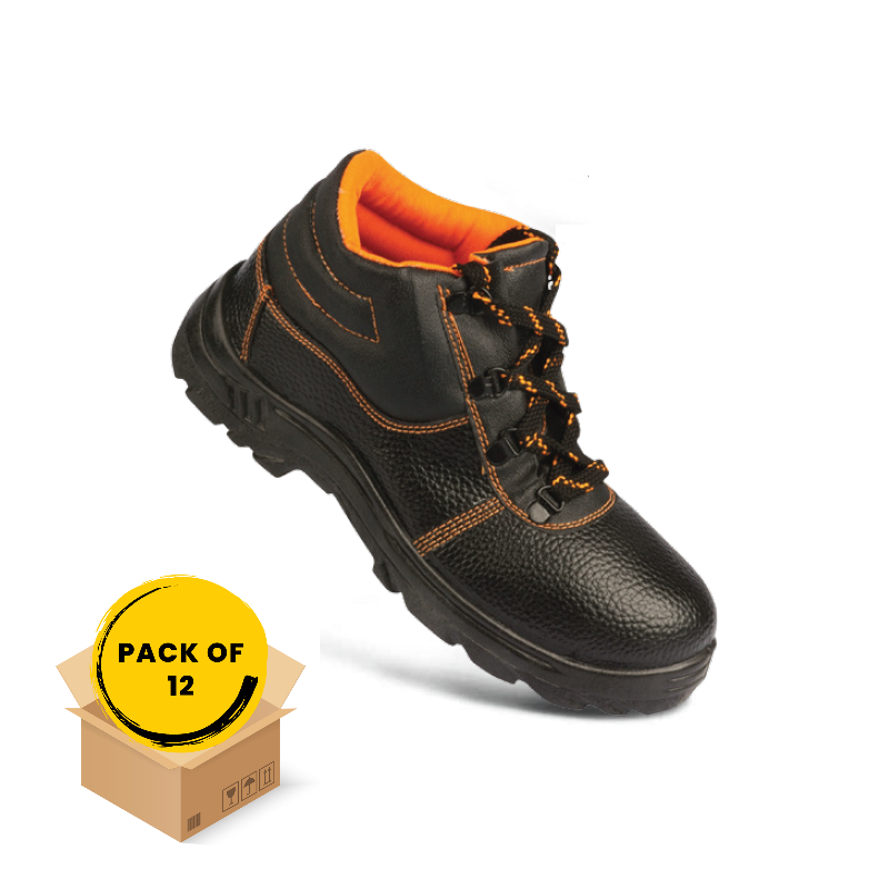 Paragon High Ankle Steel Toe Safety Shoe TUFFBOOT 705 Black & Orange (Pack of 12)