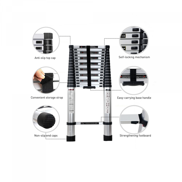 Portable Single Straight Telescopic Ladder 10 Steps 2.9m Portable Single Straight Telescopic Ladder 10 Steps 2.9m