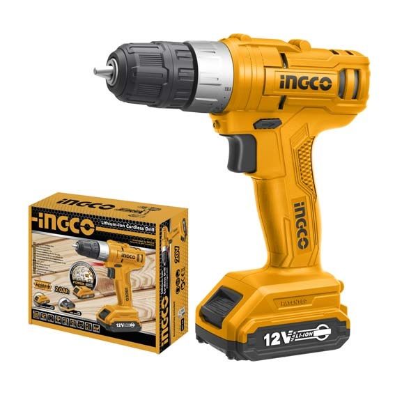 Ingco Cordless Drill 12V With Lithium-Ion 1.5Ah Torque 20NM CDLI1211