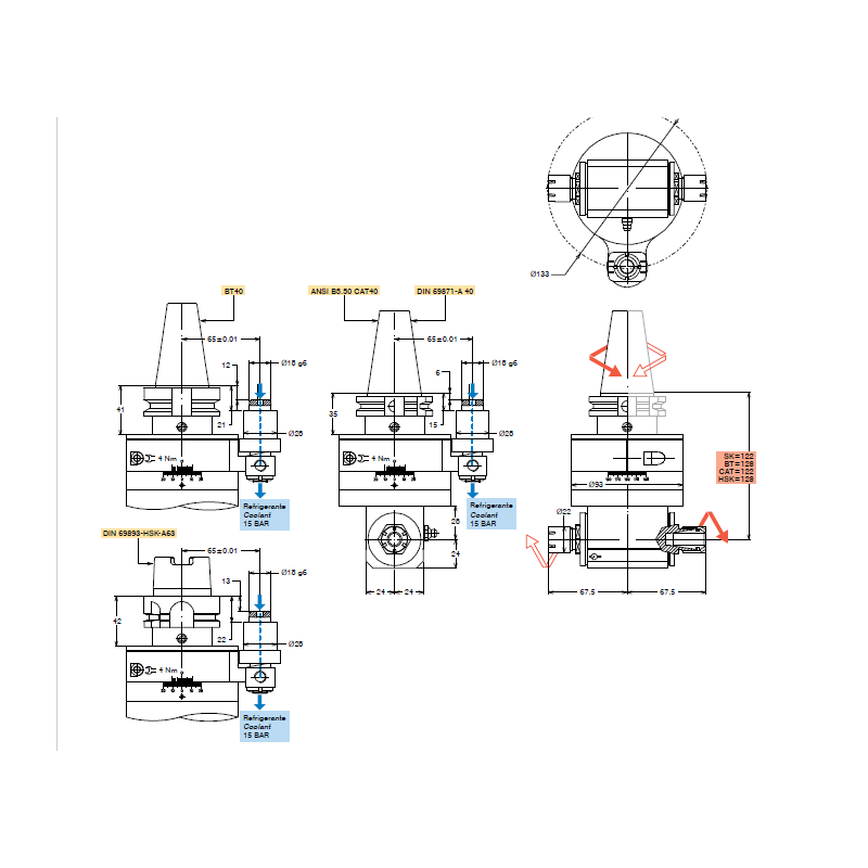 MPA Double-Ended Right Angle Head A16-BT40-D MPA Double-Ended Right Angle Head A16-BT40-D