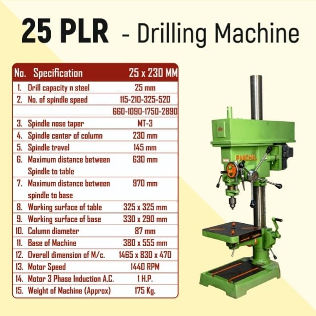 Panchal 25 X 230mm Pillar Bench Type Drilling Machine 25 PLR