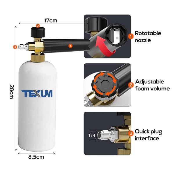 Texum High Pressure Washer 2000W 135 Bar Portable Home Car Wash Machine With Jet Sprayer / Foam Can TX-25D