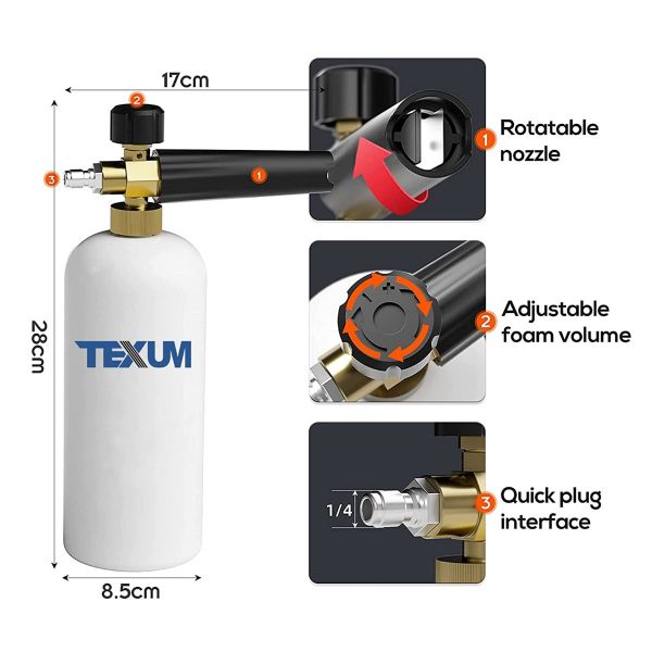 Texum High Pressure Washer 2200W 145 Bar Portable Home Car Wash Machine With Jet Sprayer / Foam Can TX-50D