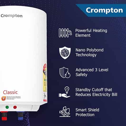 Crompton Water Heater 6L Capacity 4 Star Rated with Energy Efficiency Classic