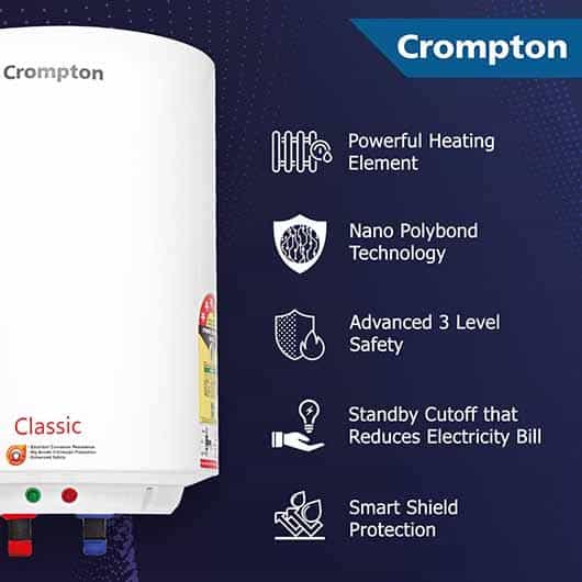 Crompton Water Heater 15L Capacity 4 Star Rated with Energy Efficiency Classic