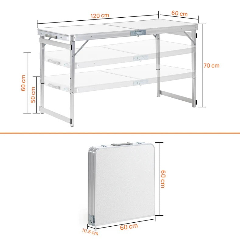 Multipurpose Aluminium Folding Camping Table 4 Feet White