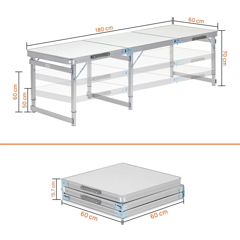 Multipurpose Aluminium Folding Camping Table 6 Feet White