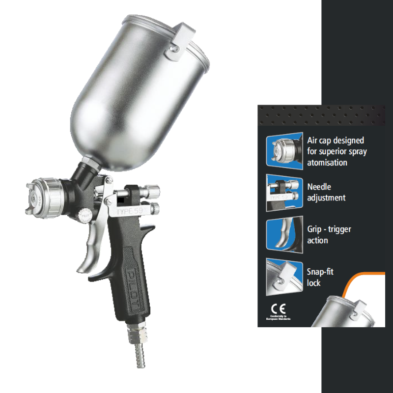 Pilot Spray Gun with Top Feed Cup 0.57L Capacity 59 S