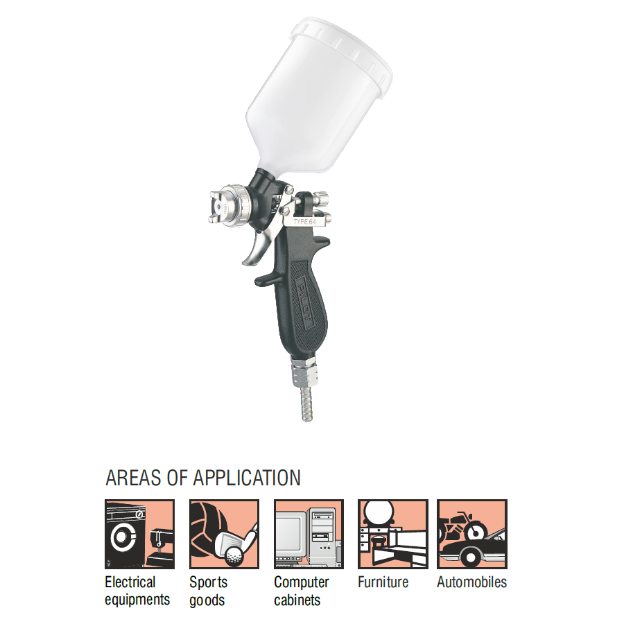 Pilot Spray Gun with Plastic Top Feed Cup 0.34L Capacity Type-64N