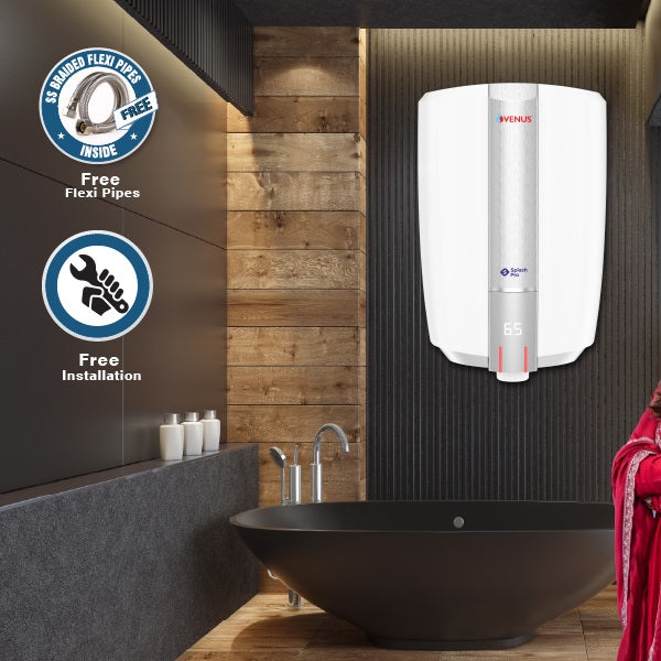 Venus Vertical Water Heater 15L Capacity with Flexible Hose Pipe Splash Pro Smart