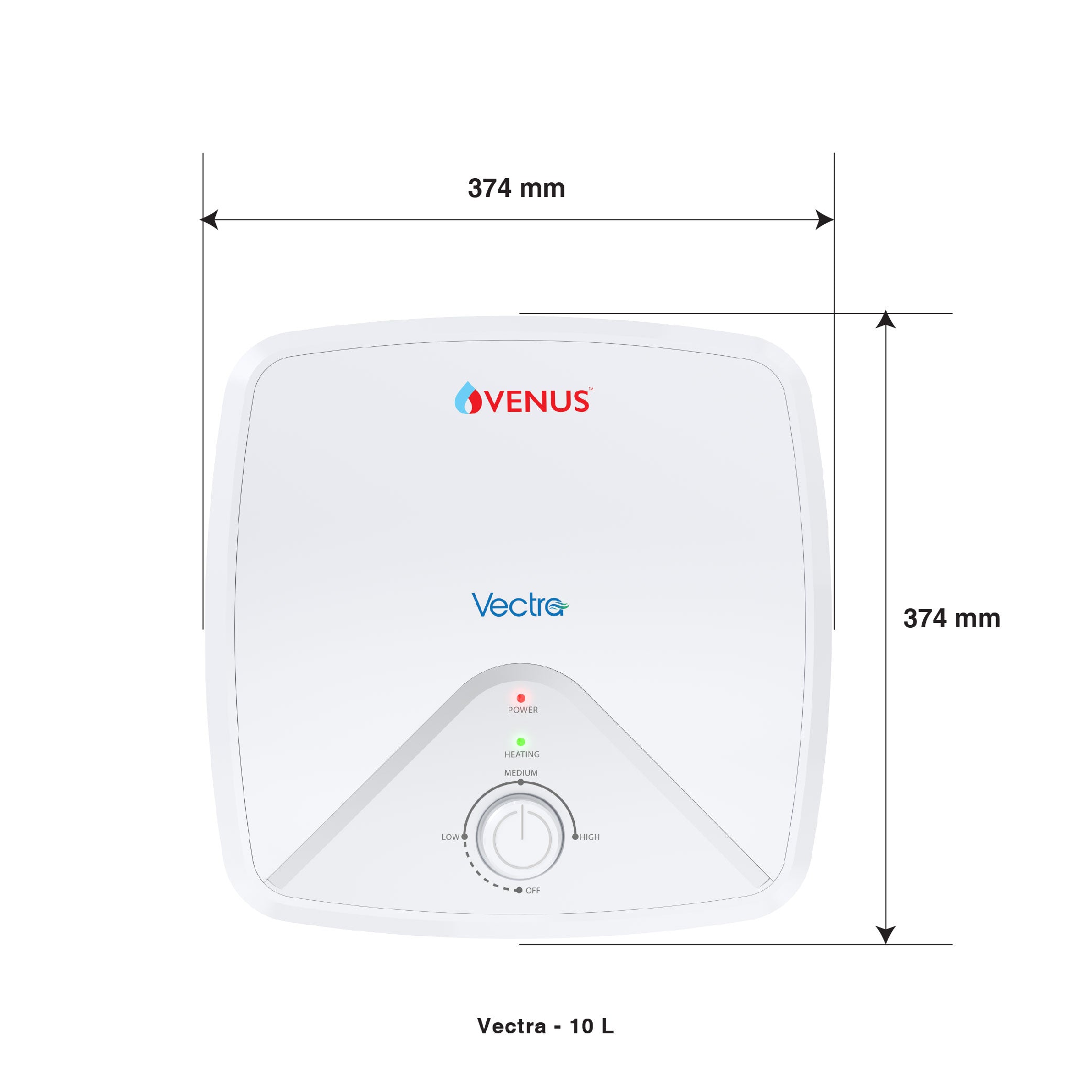 Venus Vertical Water Heater 10L Capacity with Flexible Hose Pipe Vectra
