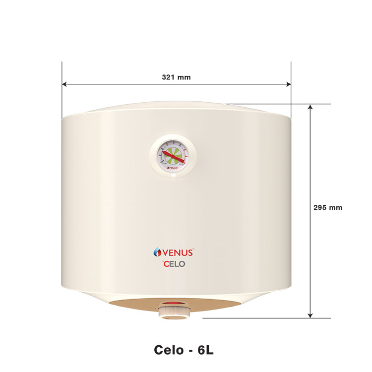 Venus Vertical Water Heater 6L Capacity with Flexible Hose Pipe Celo