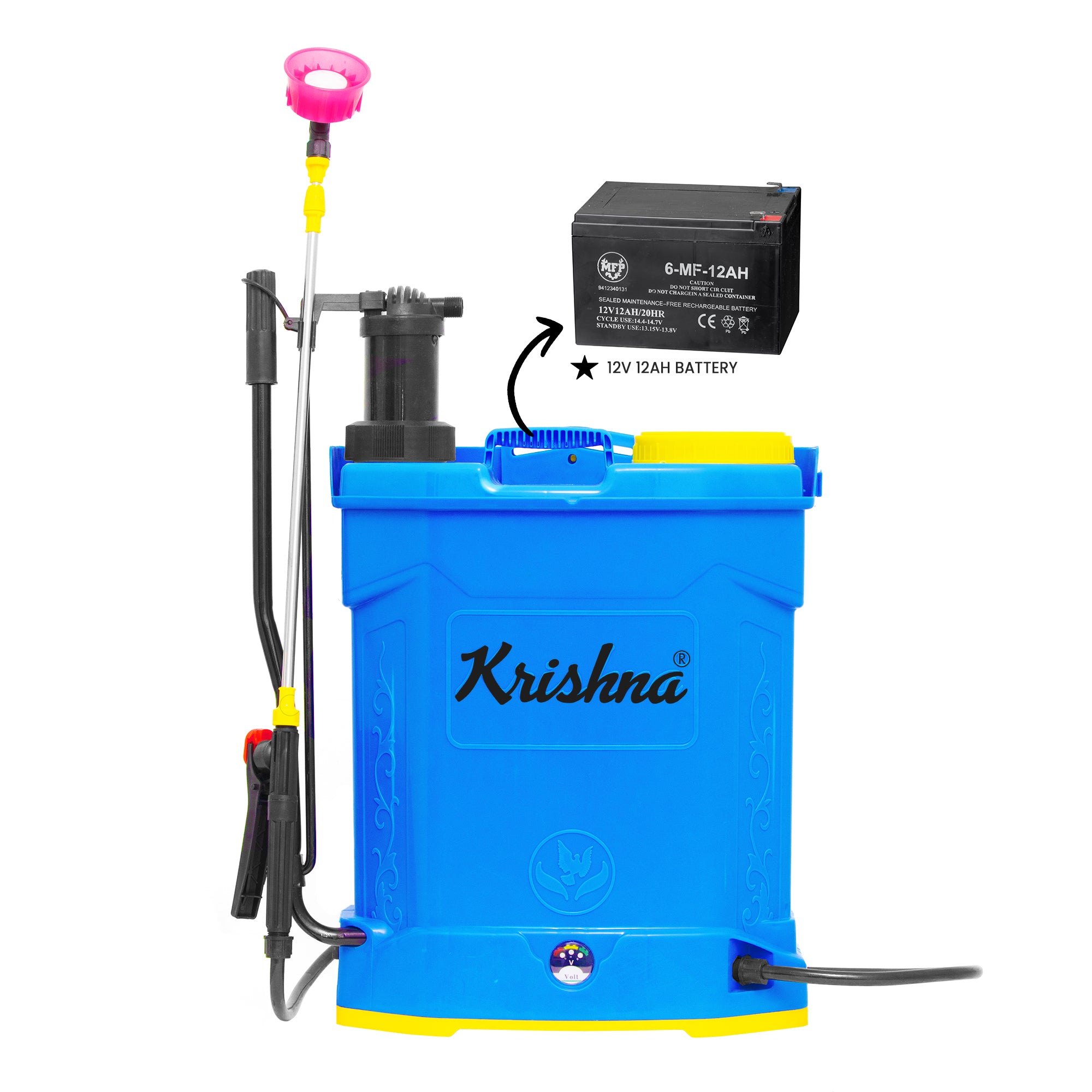 Krishna Hand And Battery Operated Sprayer With Knapsack For Agriculture 20L 12V 12AMP MFP-BT-2IN1-12