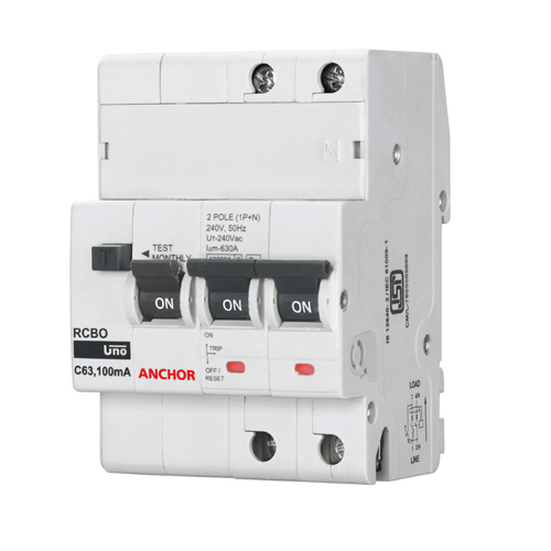 Anchor UNO Residual Current Circuit Breaker with Over Current Protection RCBO Switchgear
