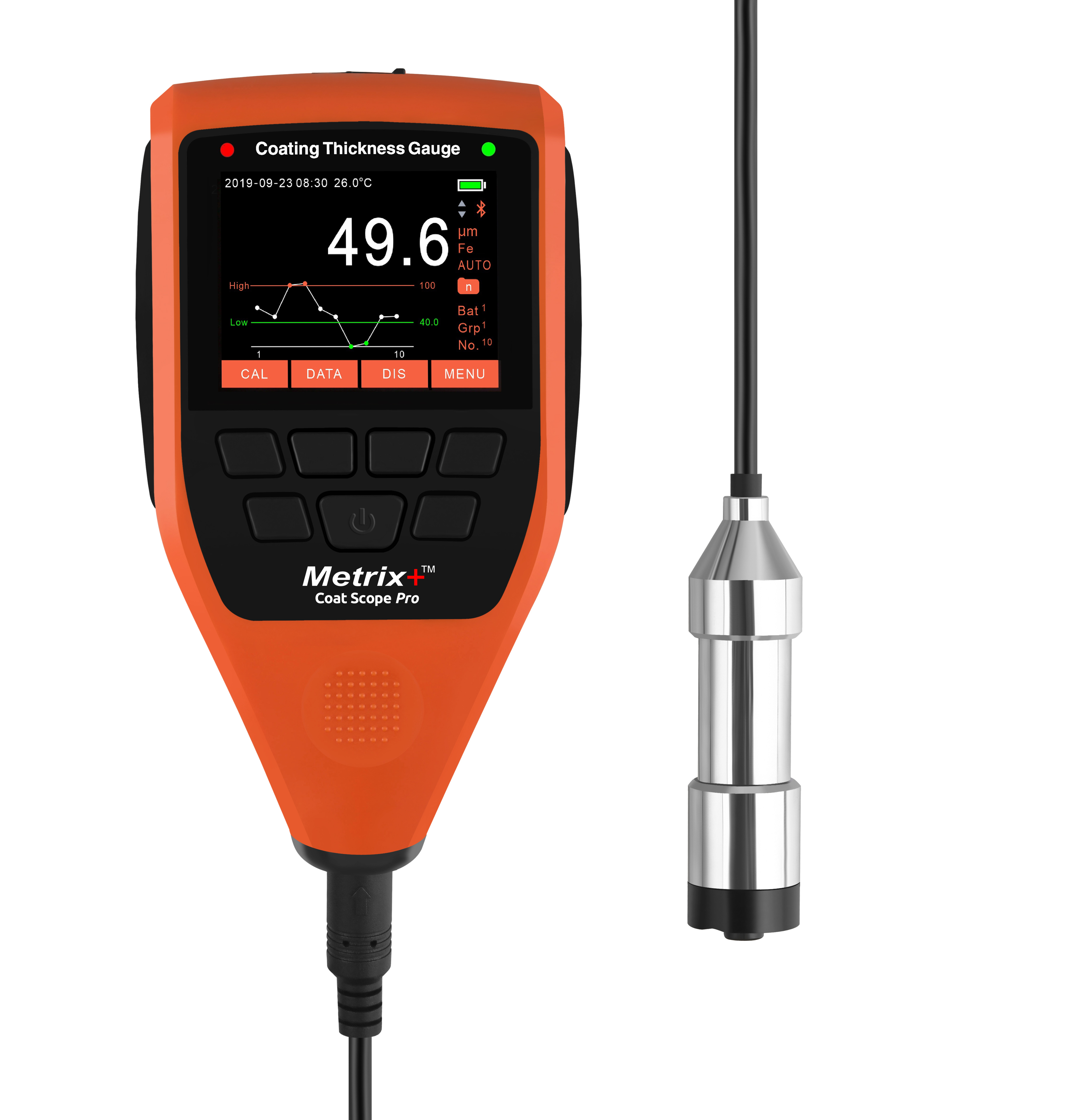 Metrix+ Flexible Probe Digital Coating Thickness Gauge 2000um Coat Sco ...