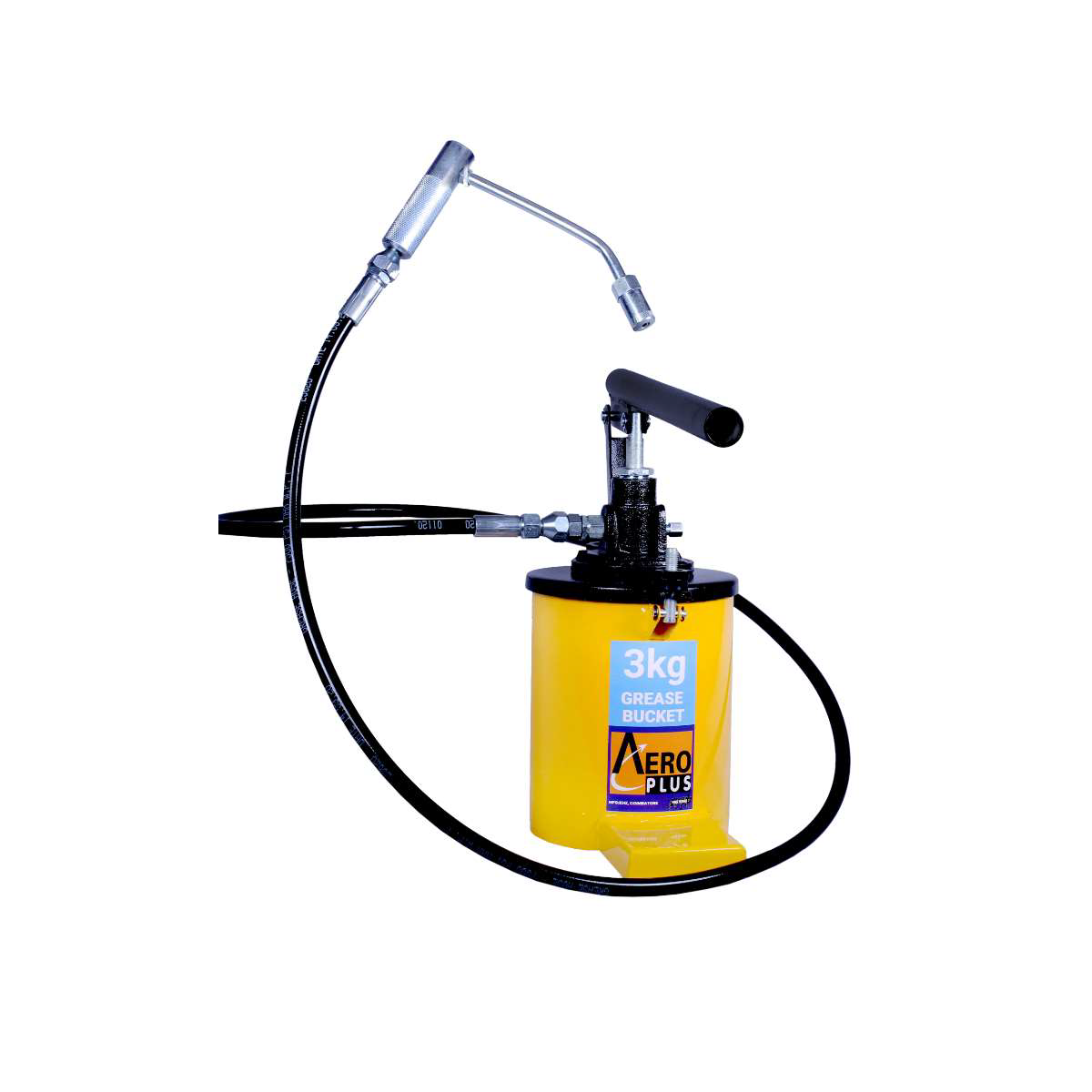 Aero Plus Hand Operated Grease Pump 3Kg Capacity with 2m Hose Pipe & Grease Gun