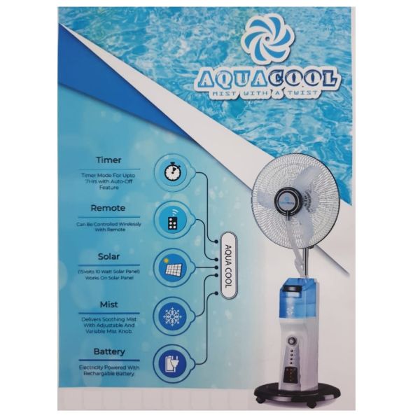 Aquacool Rechargeable Cool Mist Fan With Water Tank 2.2L Capacity