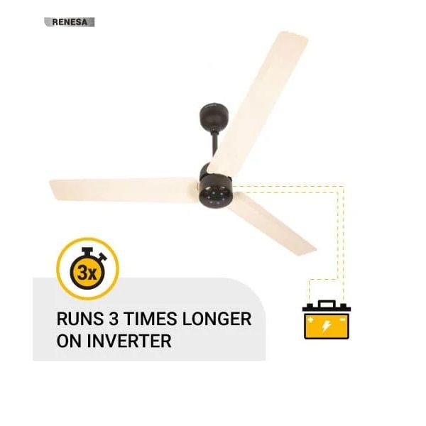 Atomberg Ceiling Fan Renesa Energy Efficient BLDC Motor with Remote 1200mm Ivory and Black