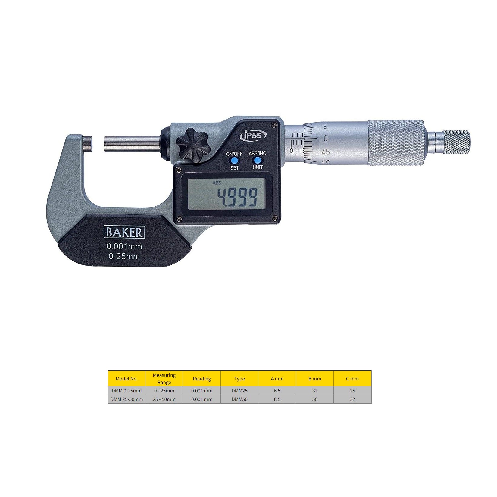 Baker Digital External Micrometer DMM 0-50mm