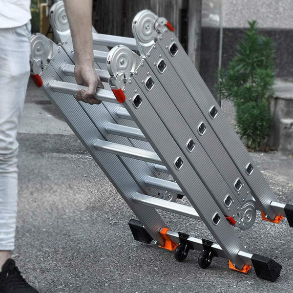 12 ft Multipurpose Aluminium Ladder Portable 12 Steps 150kg Capacity