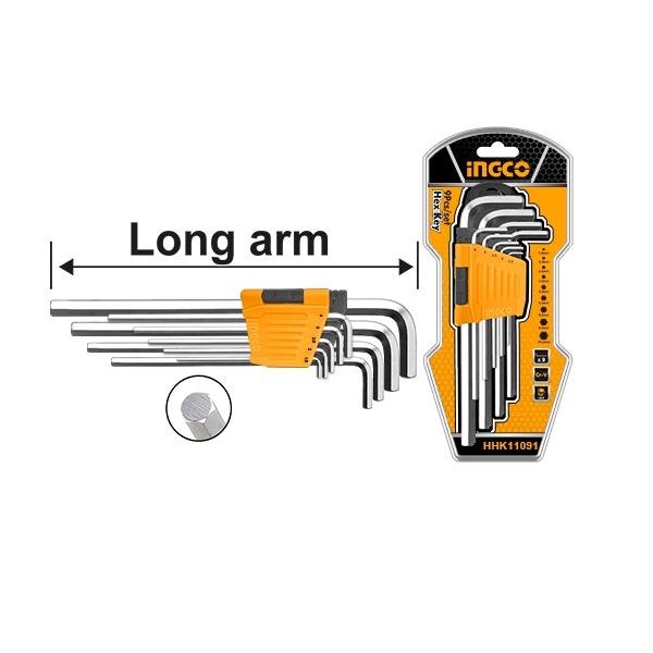 Ingco Long Arm Hex Key 1.5-10mm HHK11091 (Pack of 2)