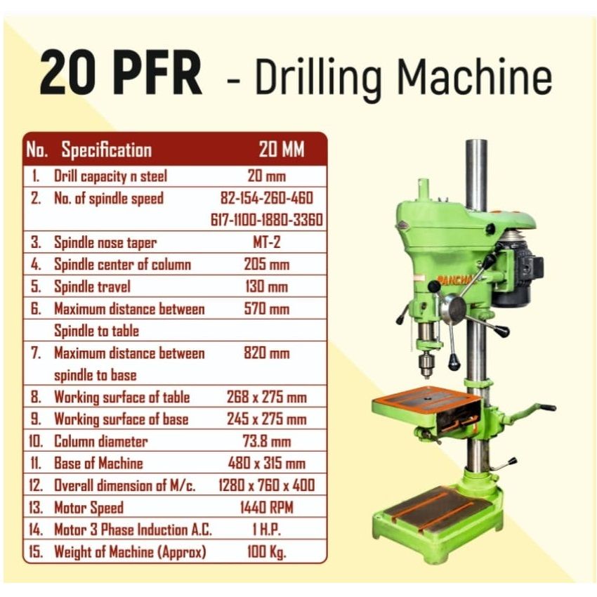 Panchal 20mm Pillar Bench Type Drilling Machine 20 PFR