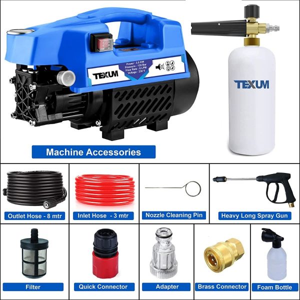 Texum High Pressure Washer 2000W 135 Bar Portable Home Car Wash Machine With Jet Sprayer / Foam Can TX-25D