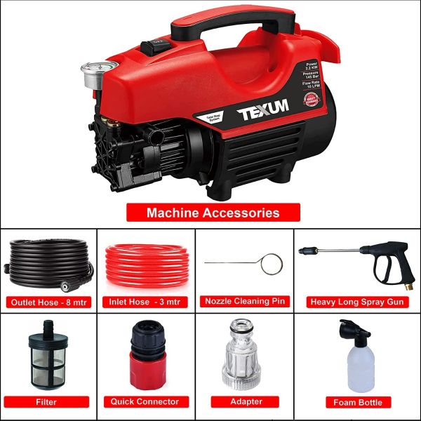 Texum High Pressure Washer 2200W 145 Bar Portable Home Car Wash Machine With Jet Sprayer / Foam Can TX-50